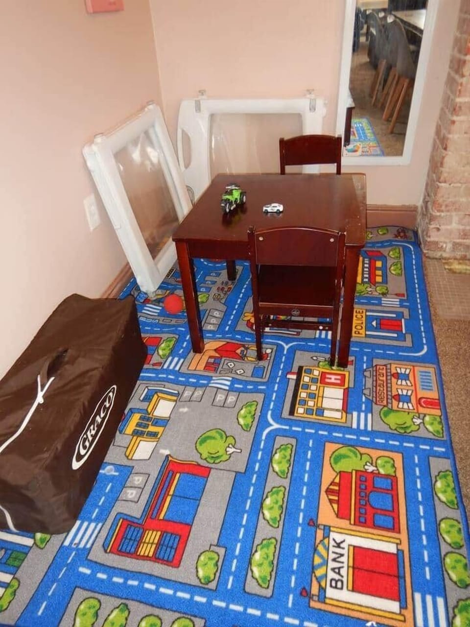 Children's area in the dining room.  We love families