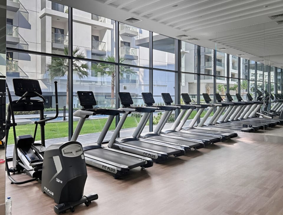 Modern gym with a range of equipment to keep up with your fitness routine.