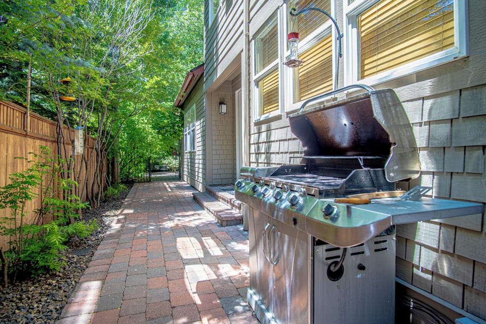 Side yard with BBQ