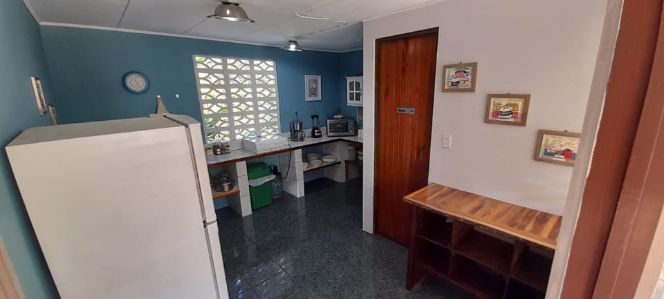 Full-size fridge, microwave, stovetop, toaster