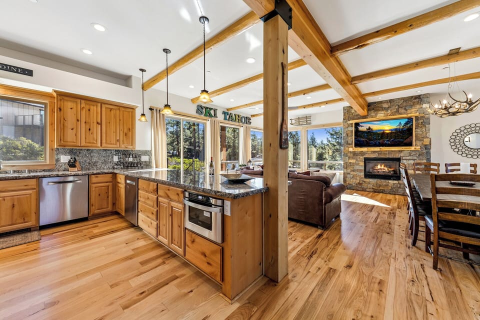 Open kitchen and living area designed for cooking, gathering, and unwinding together