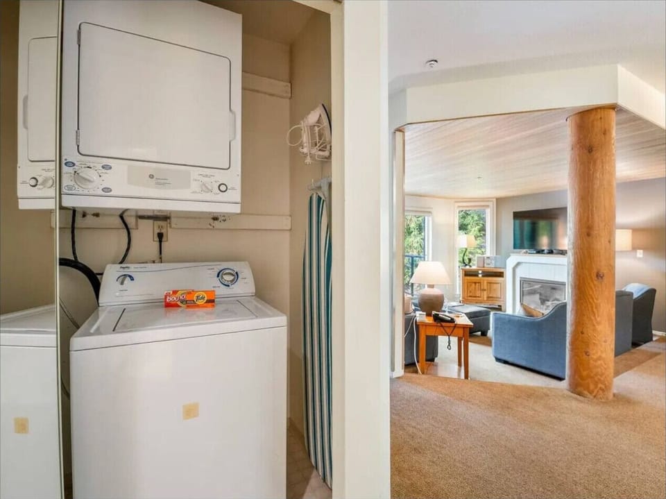 The in-suite washer and dryer, along with provided laundry pods, make it easy to keep clothes and gear fresh throughout your stay.