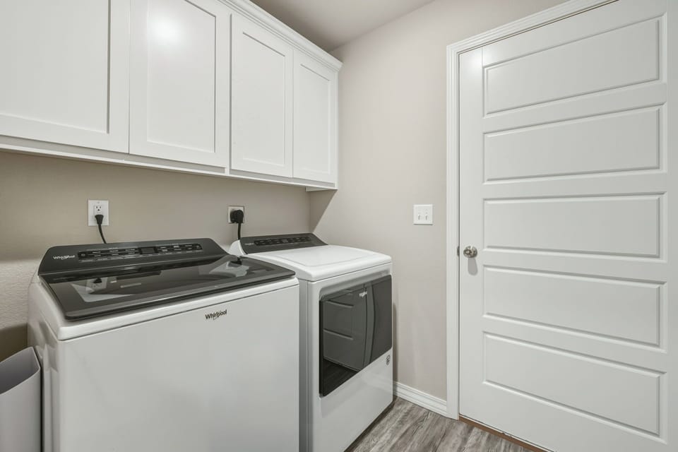 Washer and dryer for guest use.