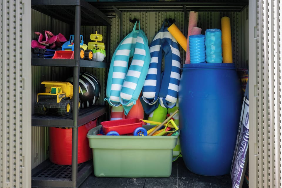 A variety of floaties and toys for kids to enjoy during your stay
