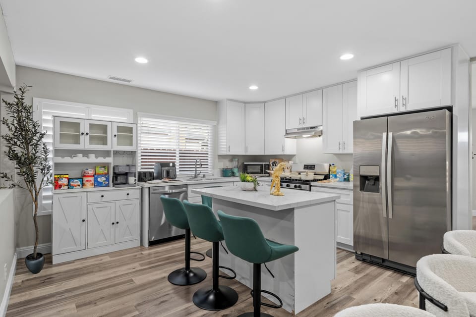 Everything you need to prepare meals, from appliances to condiments.