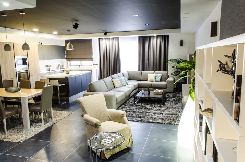 Luxury Penthouse, 4 Bedrooms, Accessible, Private Pool | Living area | 65-inch flat-screen TV with satellite channels, TV