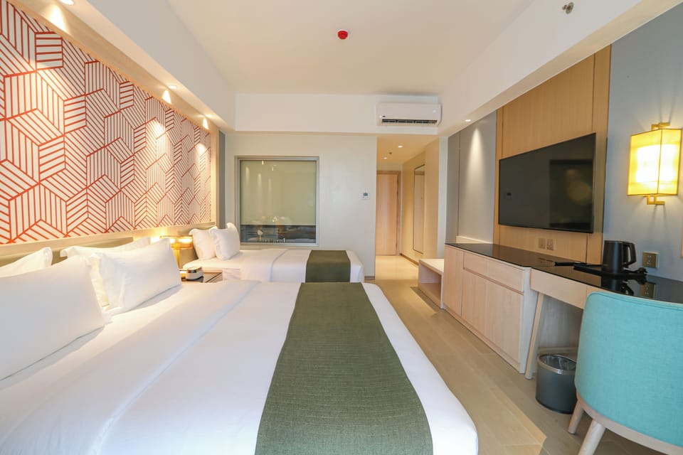 In-room safe, desk, laptop workspace, blackout drapes