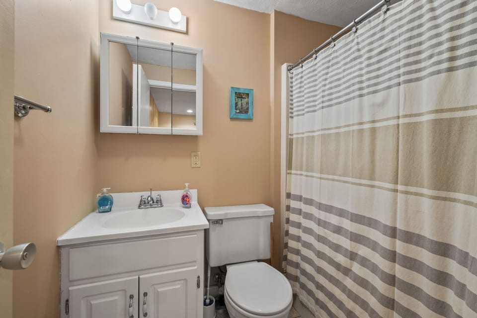 Lower level full bathroom (attached to queen bedroom)
