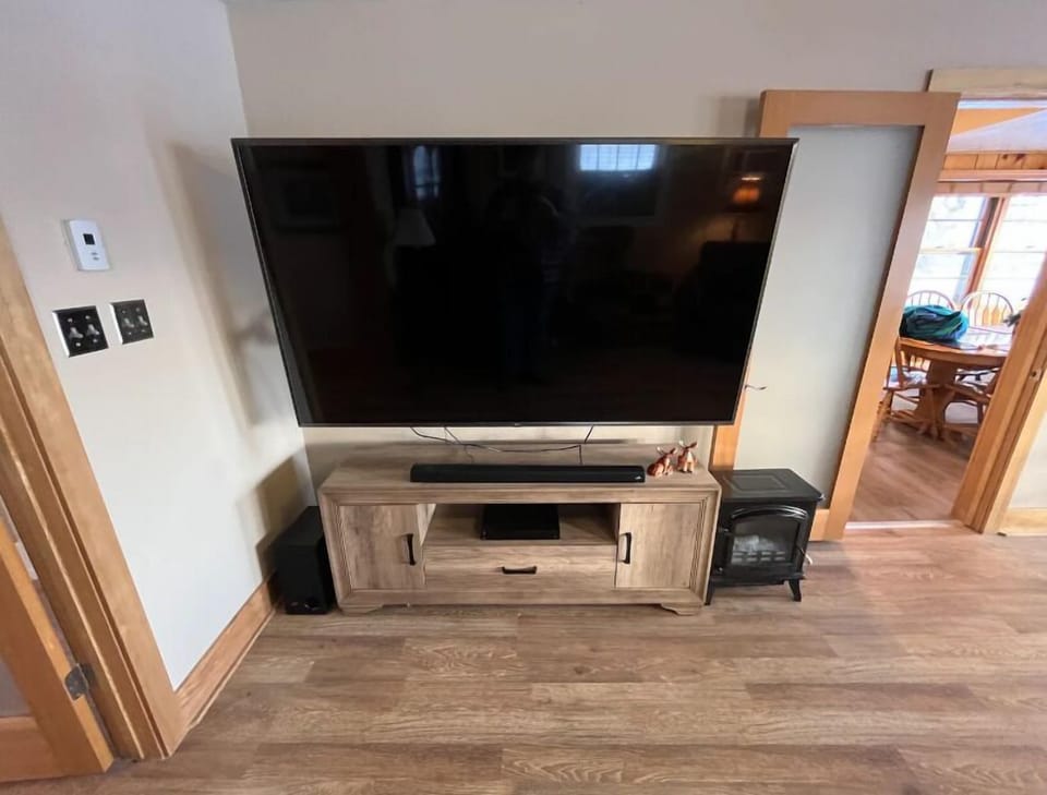 Large 75" smart television in the living room