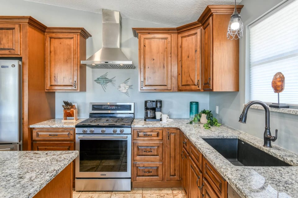 The kitchen is fully stocked with everything you need to prepare your favorite foods and drinks.