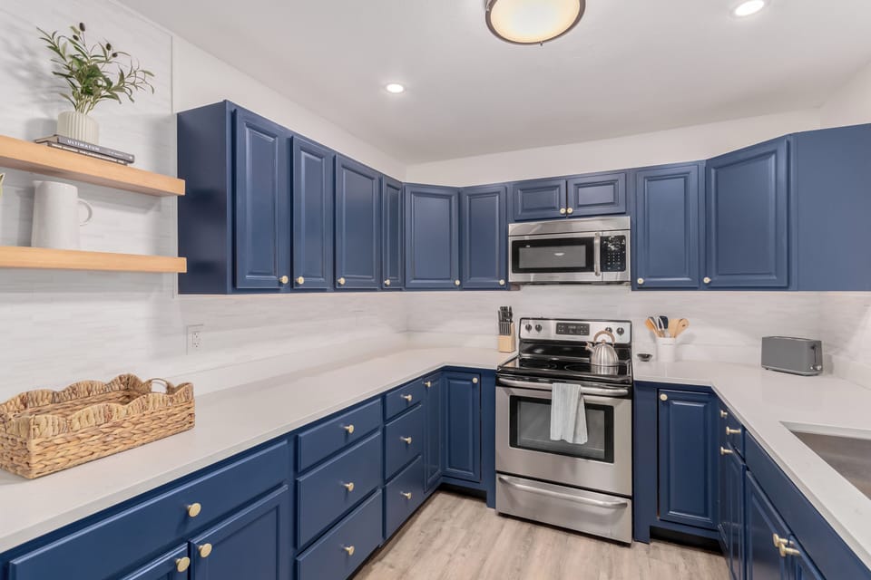 Plenty of cabinets and counterspace for the chef in any group.