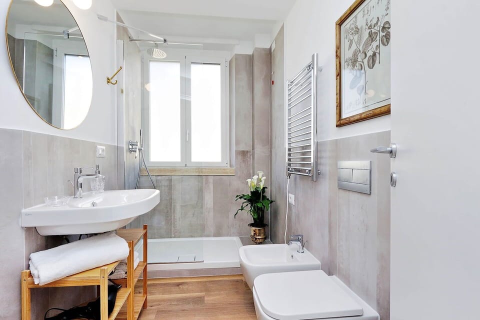 Deluxe Apartment, City View (Flavia 28) | Bathroom | Hair dryer, towels, soap, shampoo
