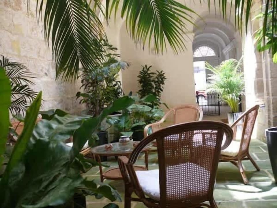 Escape to a lush oasis - The central courtyard of our 17th-century palazzo is bursting with life, full of exotic plants and a tranquil pond filled with colorful koi fish.