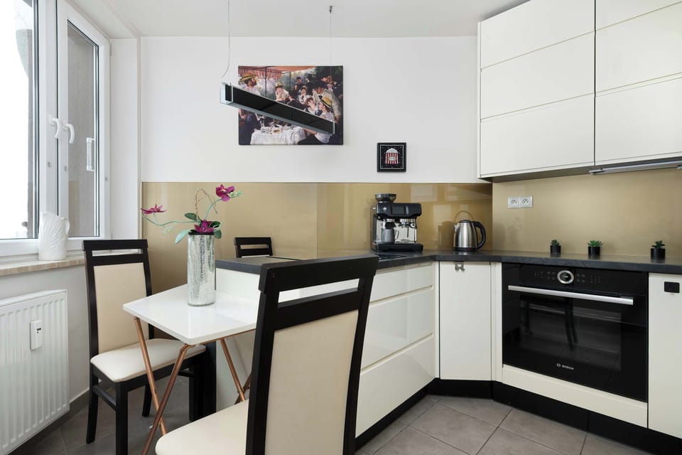 The fully equipped kitchenette includes everything you need for a home-cooked meal.