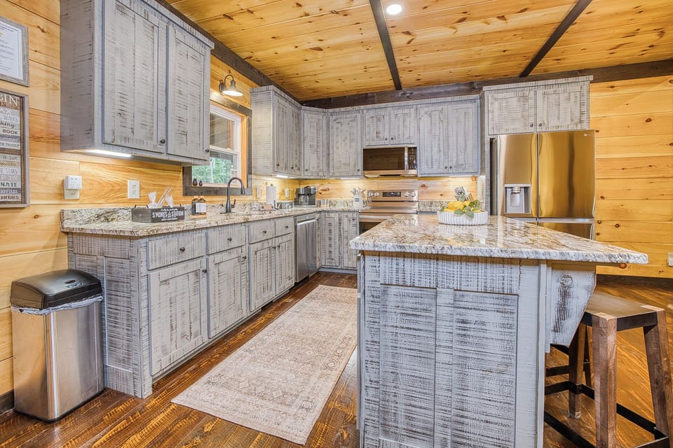Fully stocked kitchen with everything you need to enjoy a great meal after a long day enjoying the mountains.