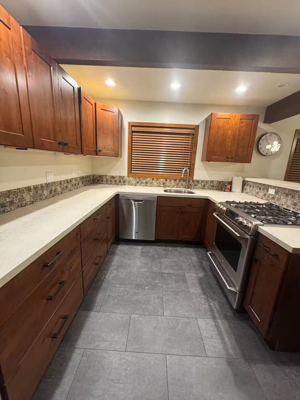 Kitchen has everything you need and storage for food