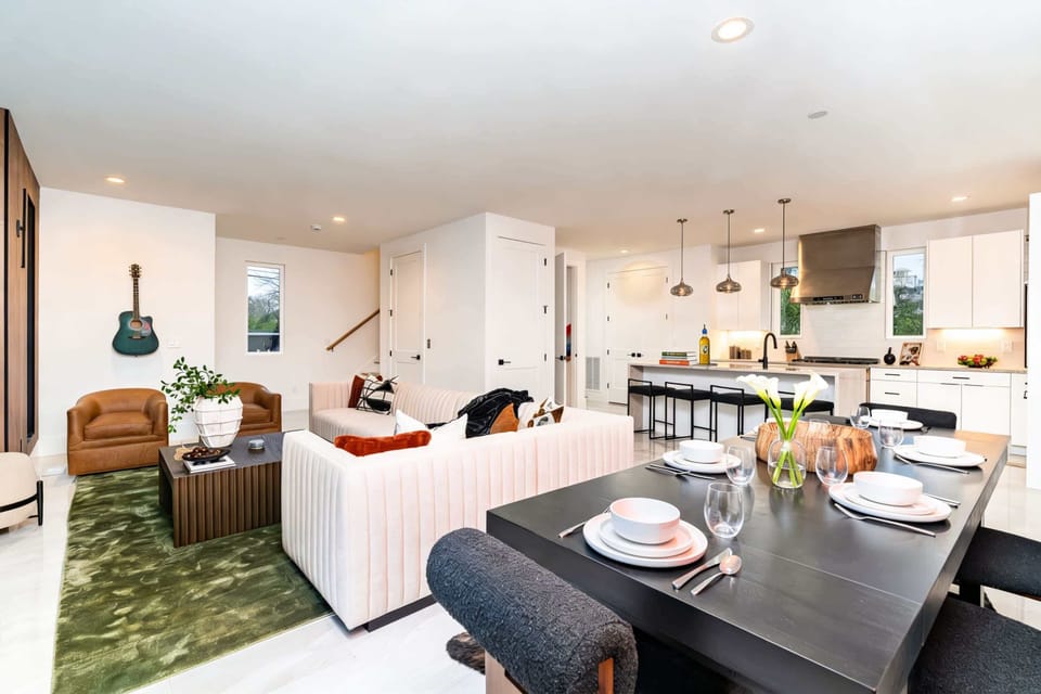 Step into this stylish Nashville oasis! Perfect for your next getaway, this chic open layout blends modern elegance with cozy vibes. Enjoy unforgettable moments with friends and family in our Nashville Vacation Homes. Book now with Misfit Homes!