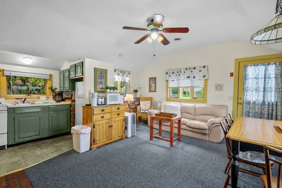 Seamless open-concept space for cooking, dining, and relaxing