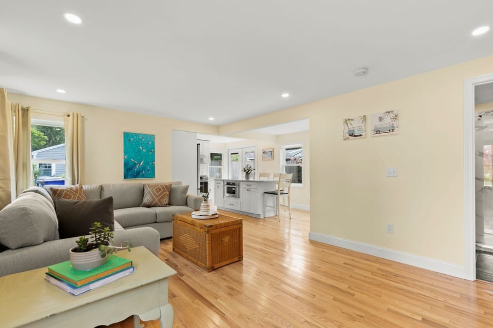 Living room looking toward kitchen
