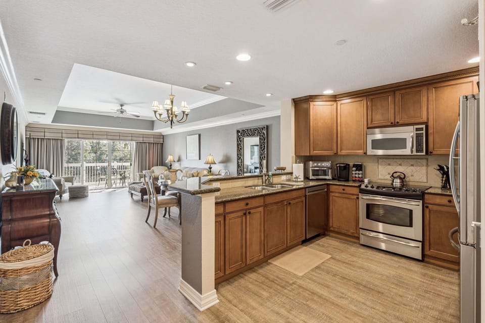Fully equipped kitchen for preparing meals at home