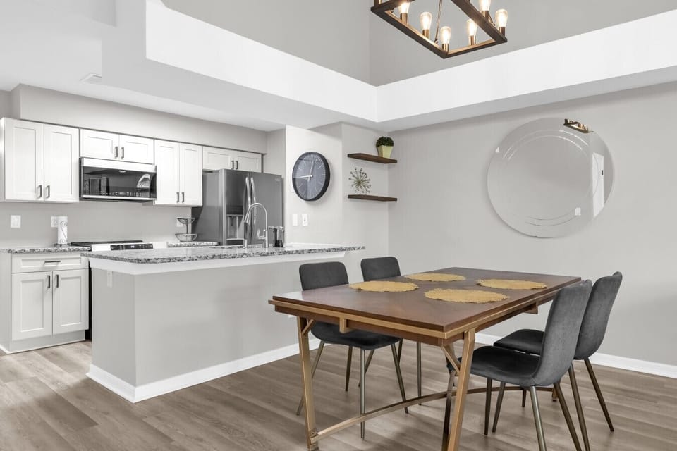 A bright and charming dining space perfect for breakfast before the parks or relaxing dinners at home