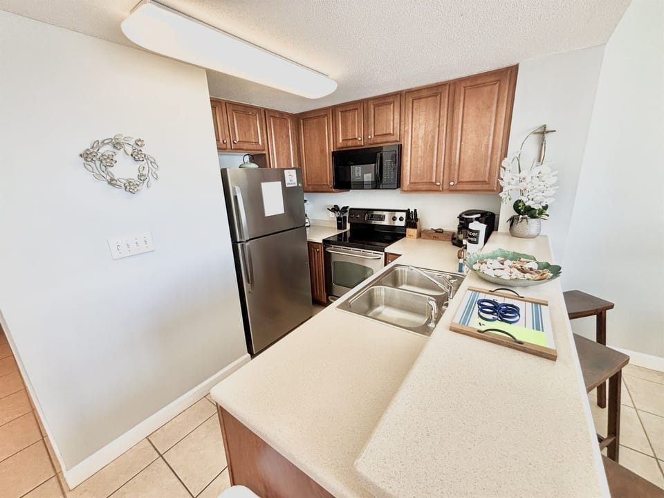 Fully stocked kitchen with island