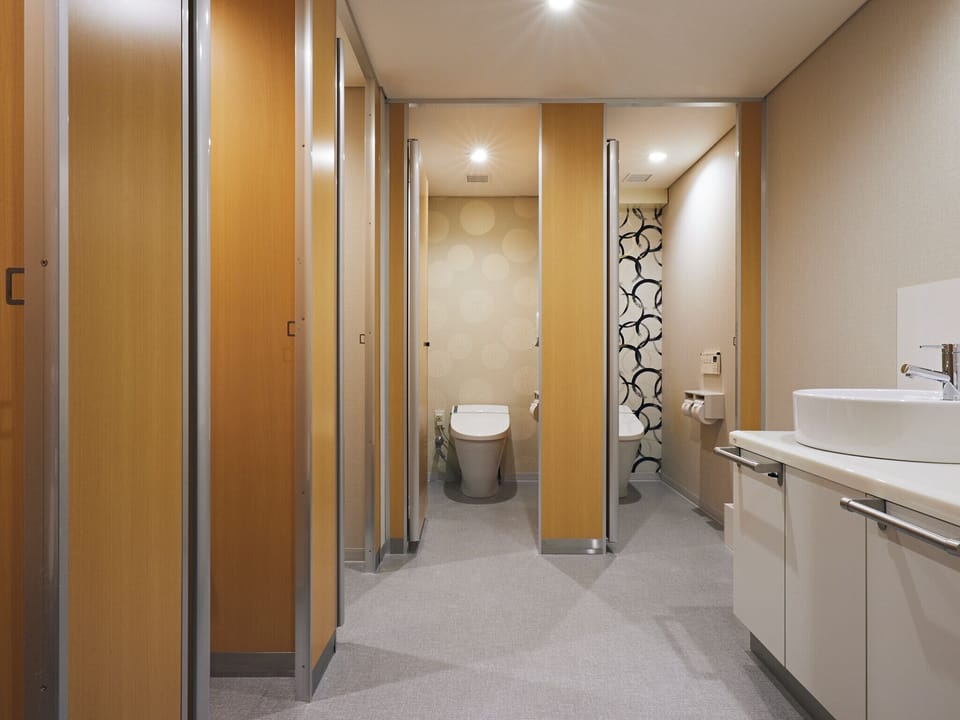Shower, hair dryer, shampoo