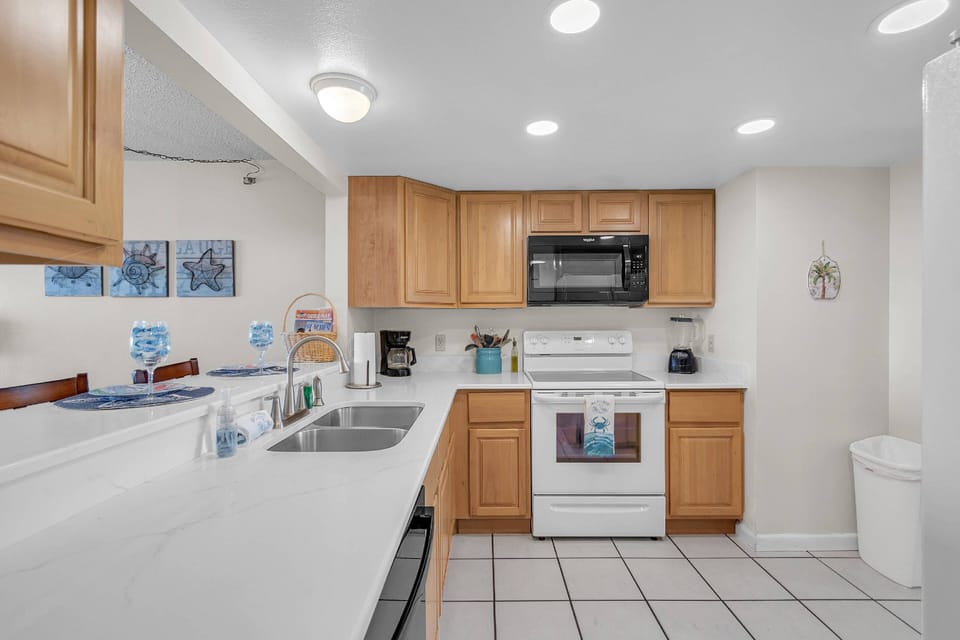 Large fully stocked kitchen.