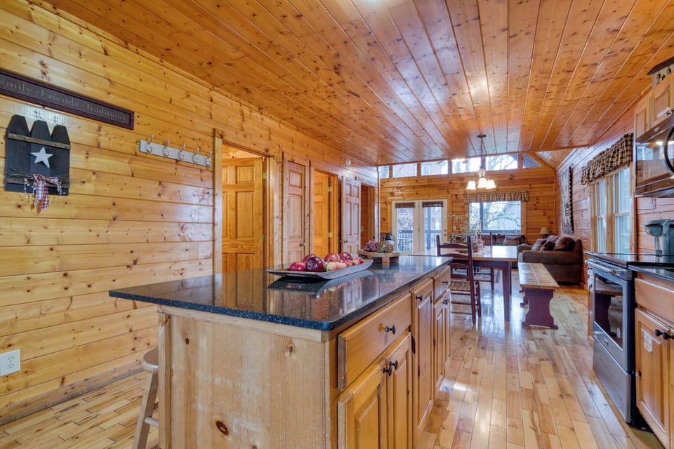 Full view of the modern kitchen with a large center island.
