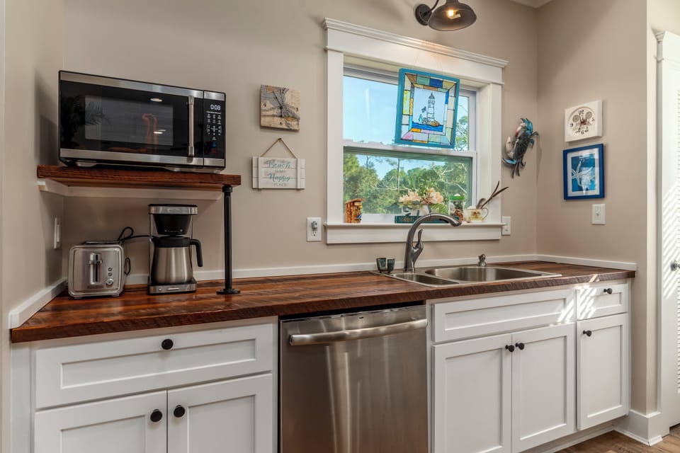 Bienville Bungalow Kitchen Sink and Coffee Station