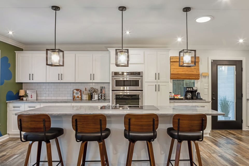 A roomy kitchen island perfect for meal prep and conversation.