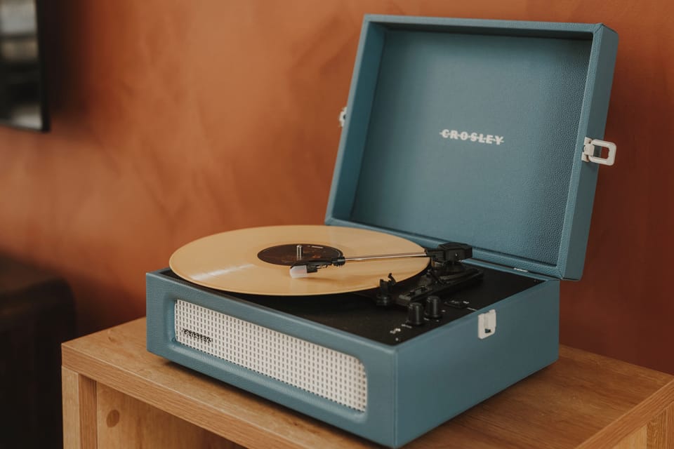A record player sets a fun vibe!