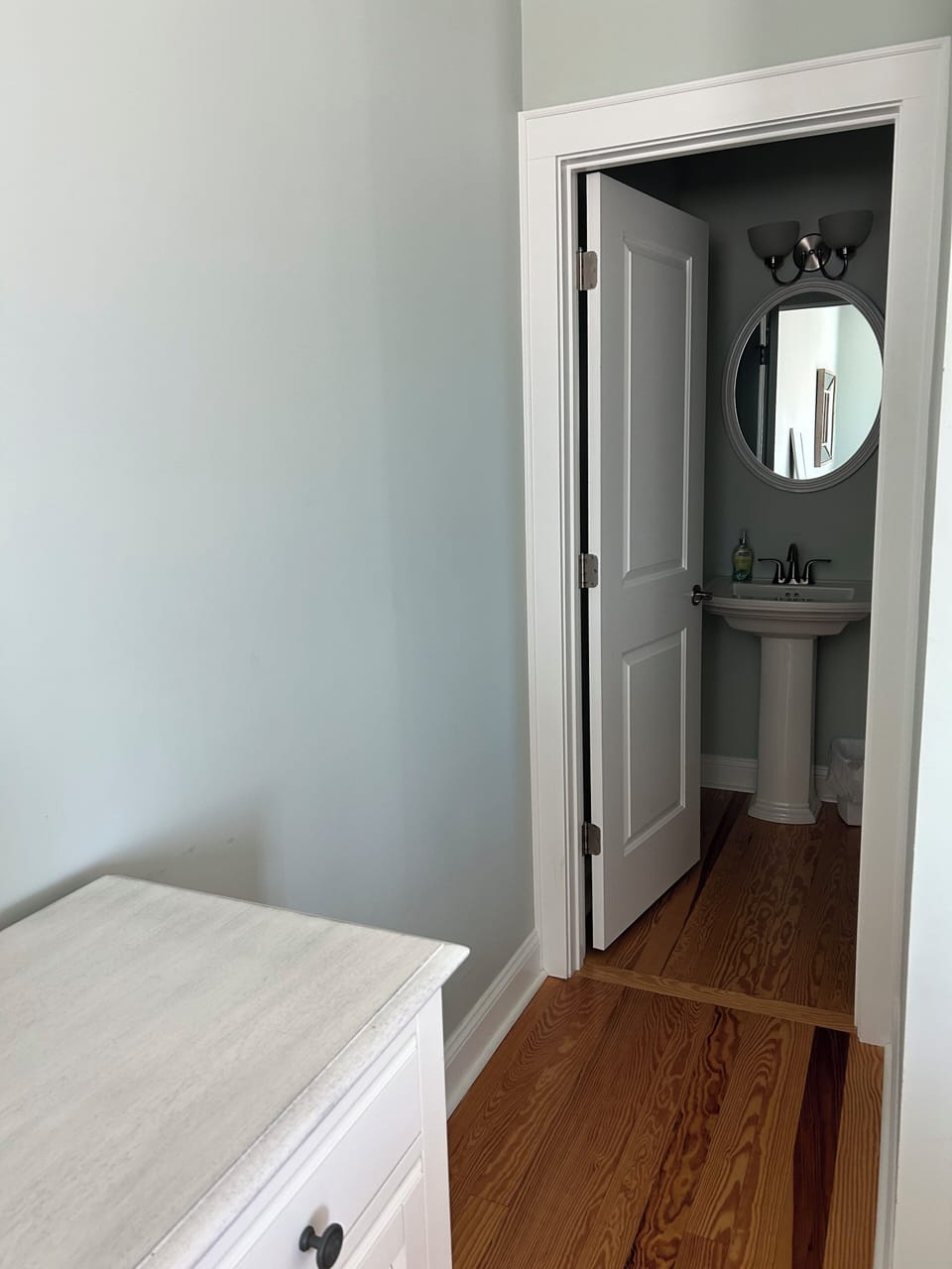 Half bath off main living area