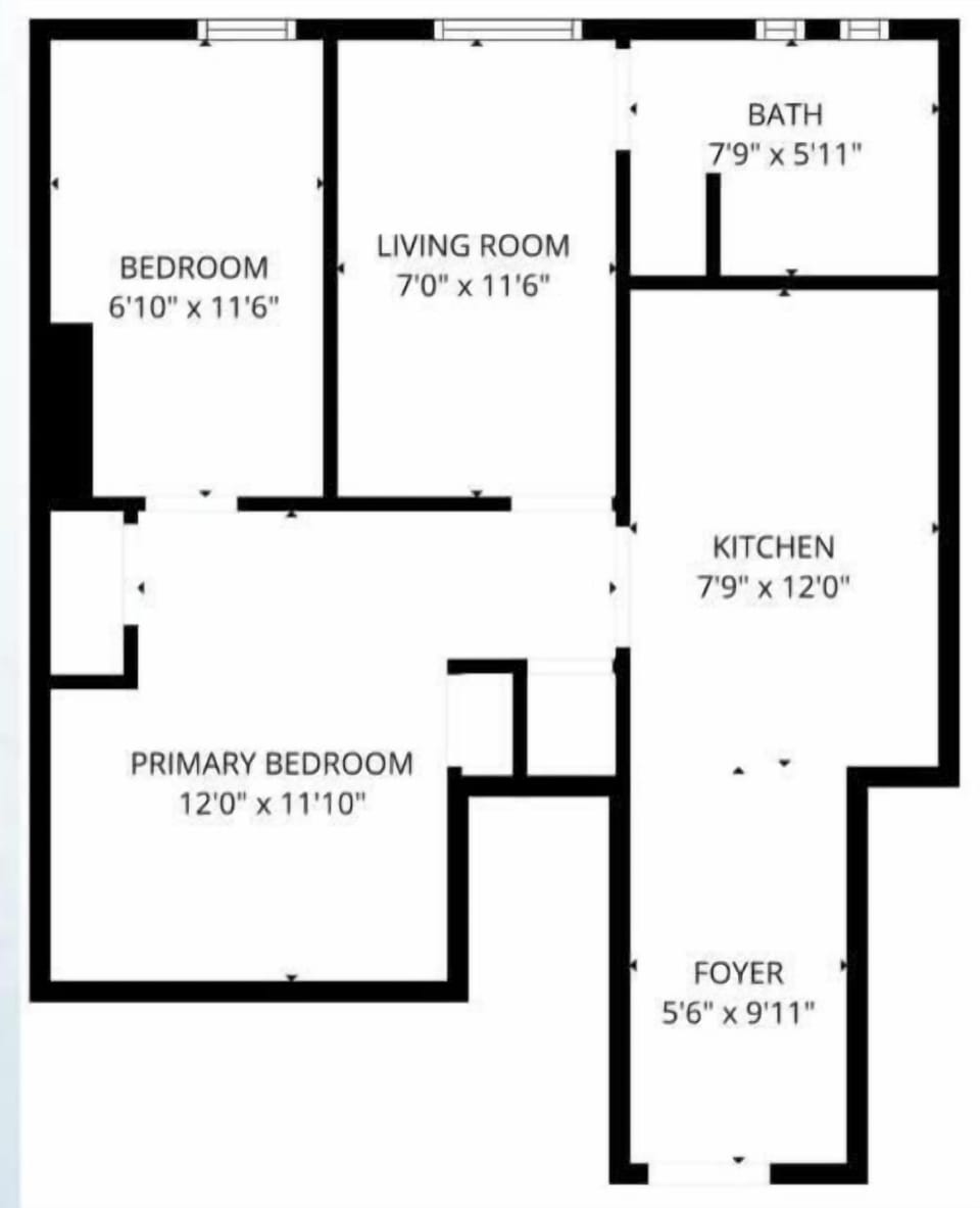 A thoughtfully designed layout with separate sleeping areas, a comfortable living room, full kitchen, bathroom, and foyer—making great use of the 571 sq ft space (estimate only).