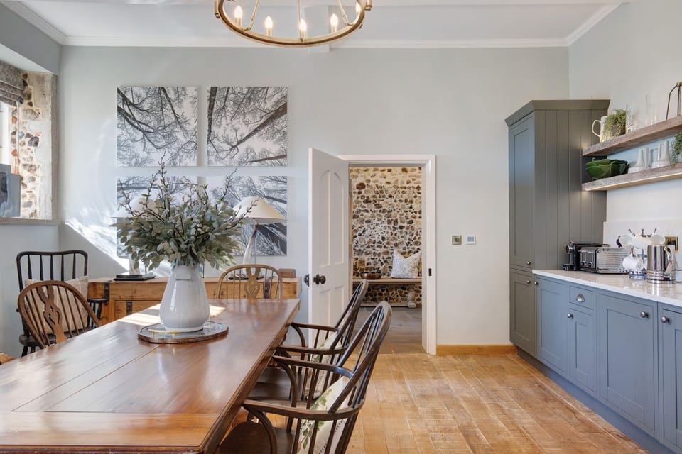 The dining kitchen at The Priory Retreat, Essex