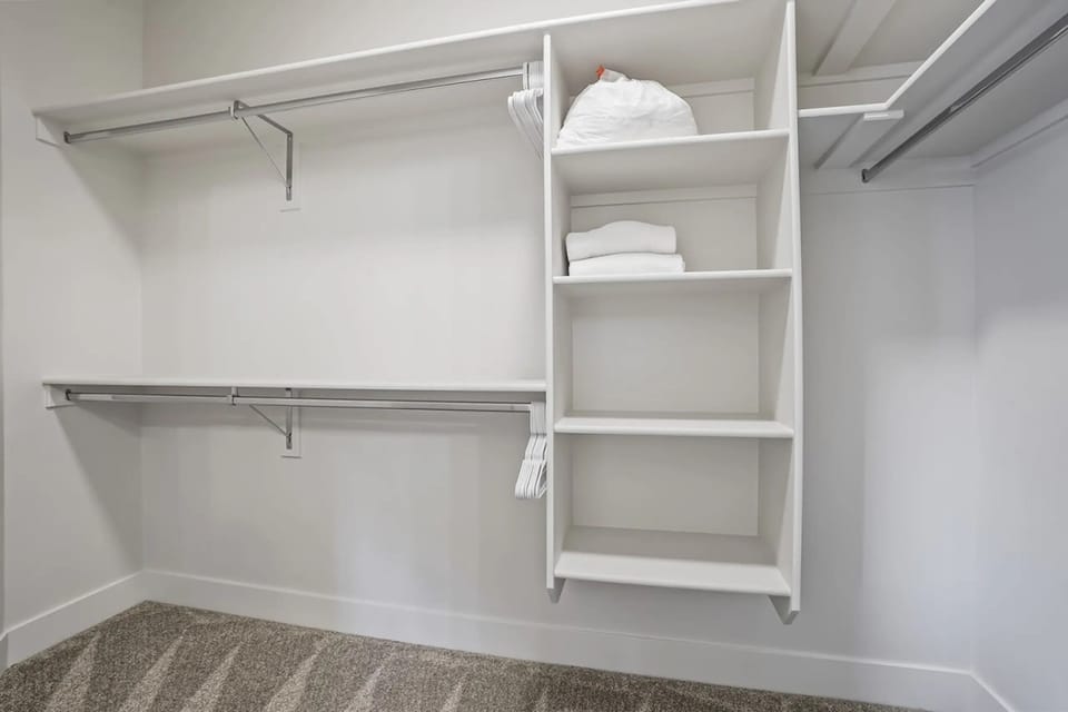 Keep organized with dedicated shelving and closet space.