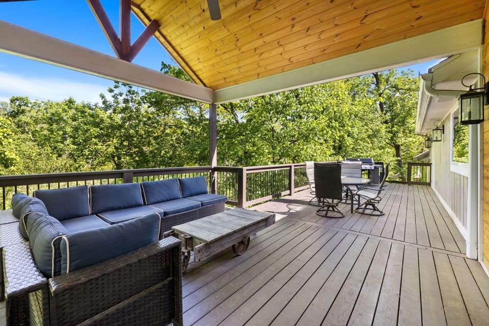 At home, relax in the hot tub, enjoy a meal or movie outside on the deck, play poker, pool, or an arcade game in our game room, or just spend quality time with the whole group in our large living and dining spaces.