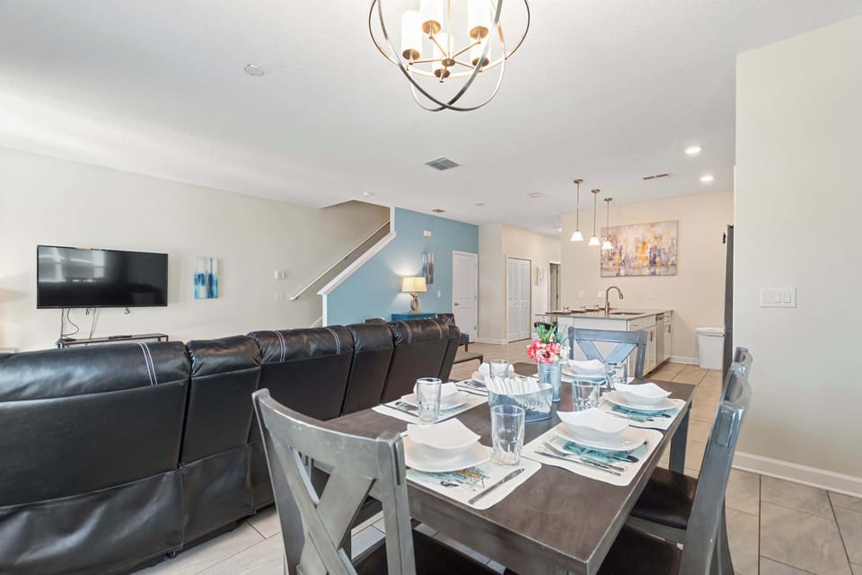 Enjoy meals together at the table for 7