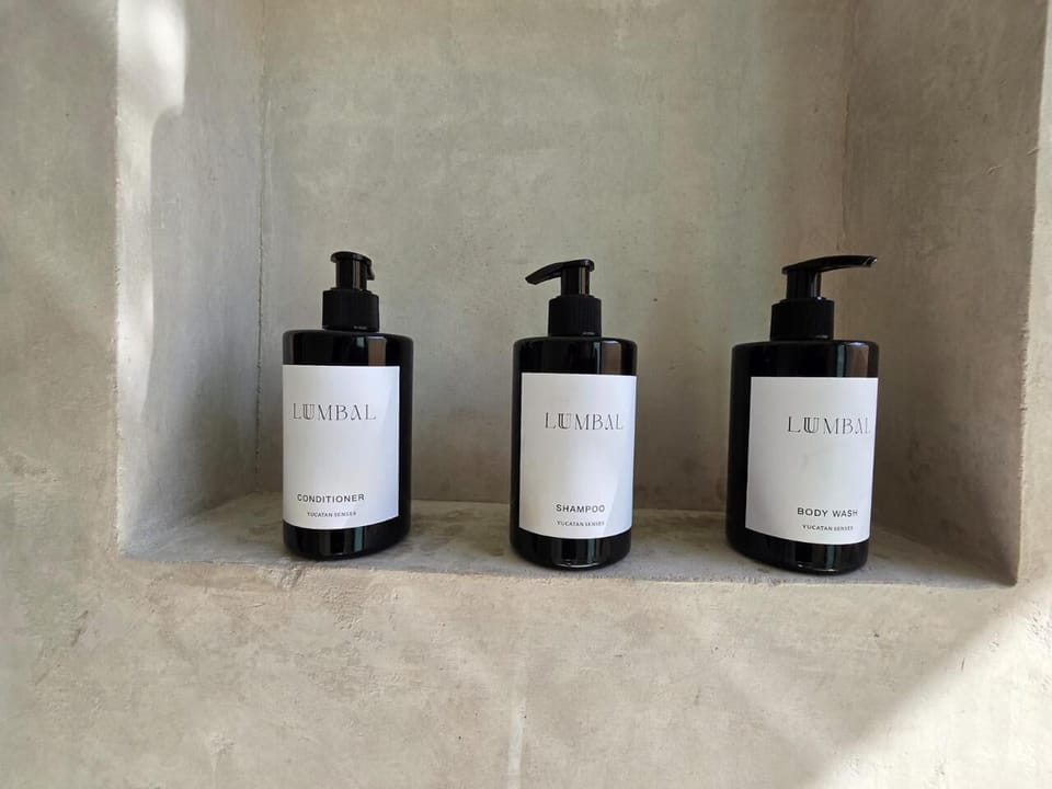 Shower, towels, soap, shampoo