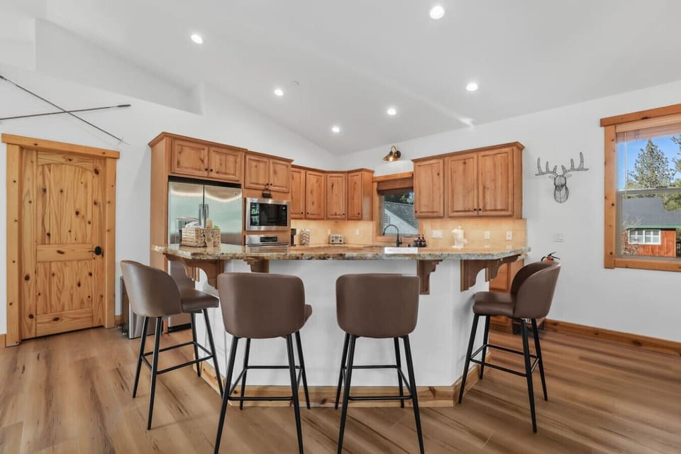 Updated kitchen with lots of bar seating