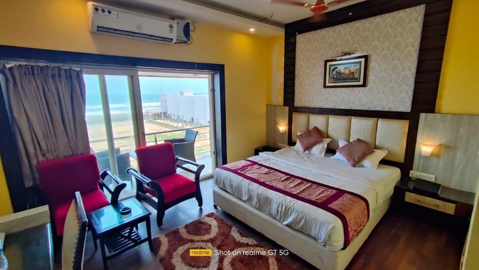 Premium bedding, desk, laptop workspace, soundproofing