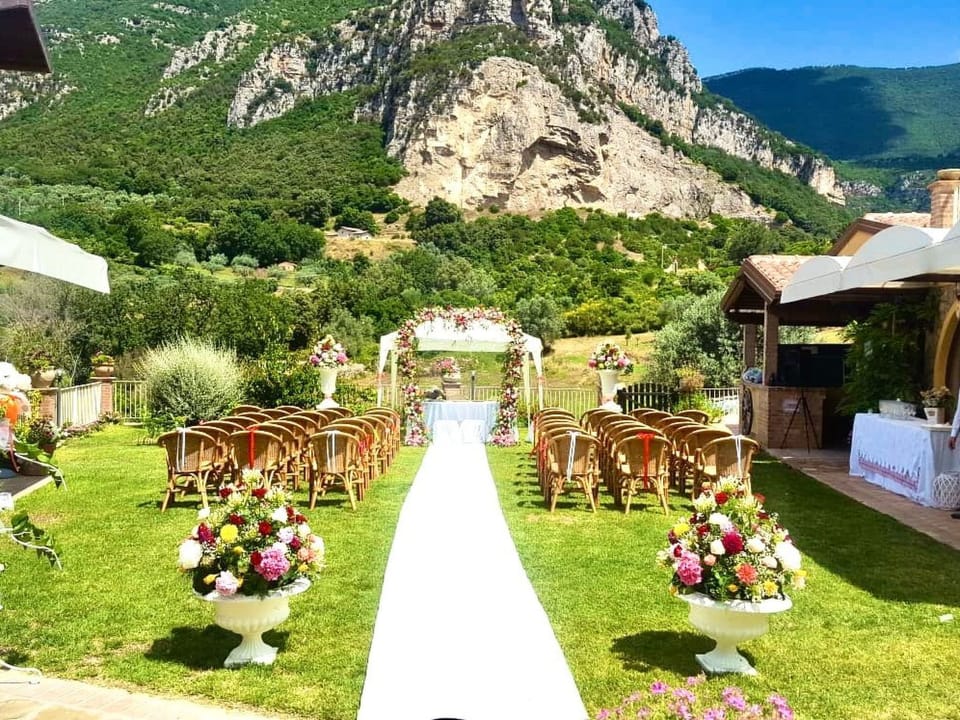Outdoor banquet area