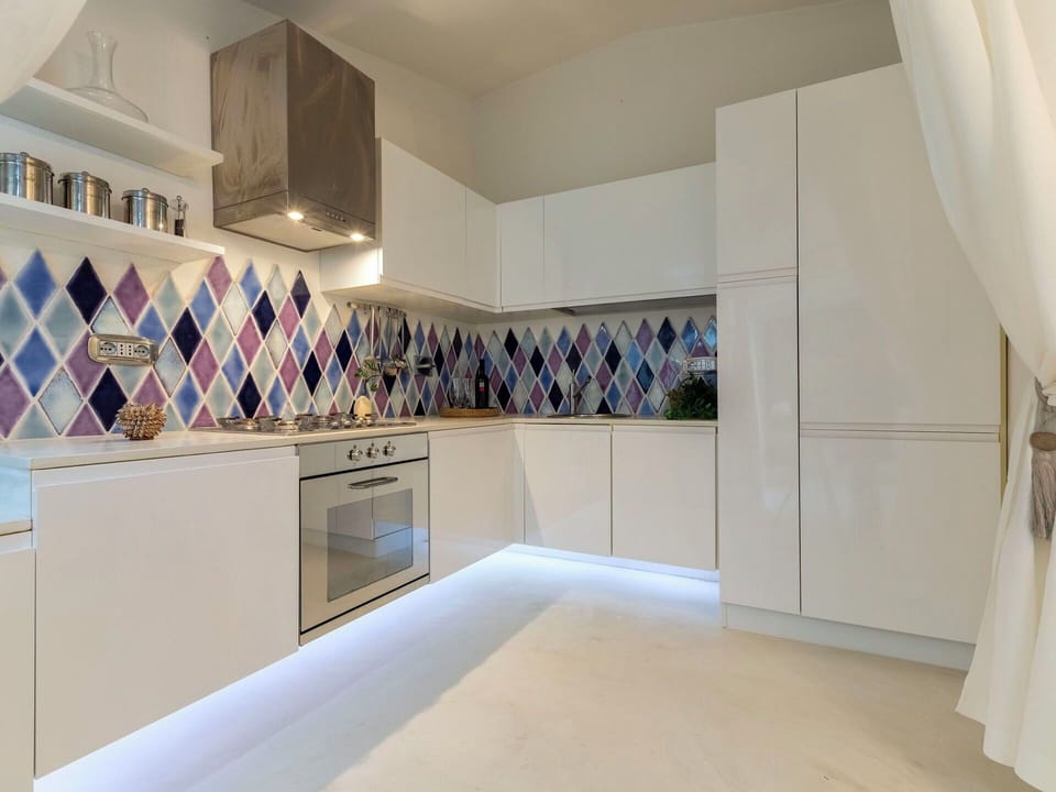Flooring, Kitchen, Interior Design, Floor, Ceiling, Countertop, Tile, Kitchen Appliance, Major Appliance, Room