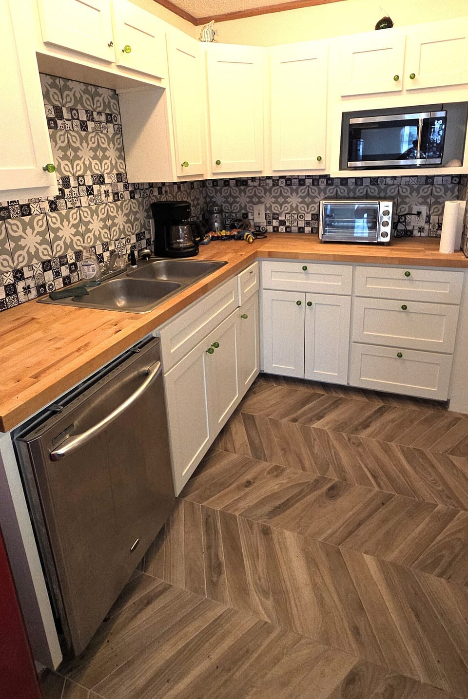 The kichen has basic cookware and a drip coffee maker