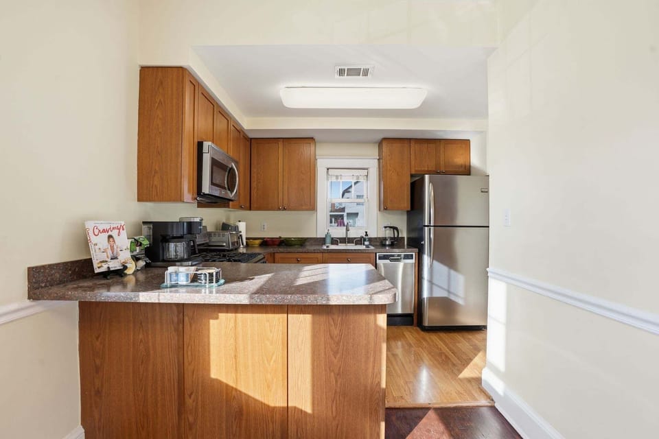 Indoors, Kitchen, Appliance, Refrigerator, Microwave