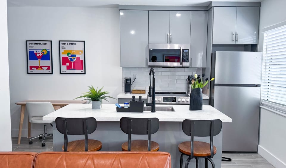 Make breakfast, brew coffee, or throw together an easy meal in this well-laid-out kitchen.