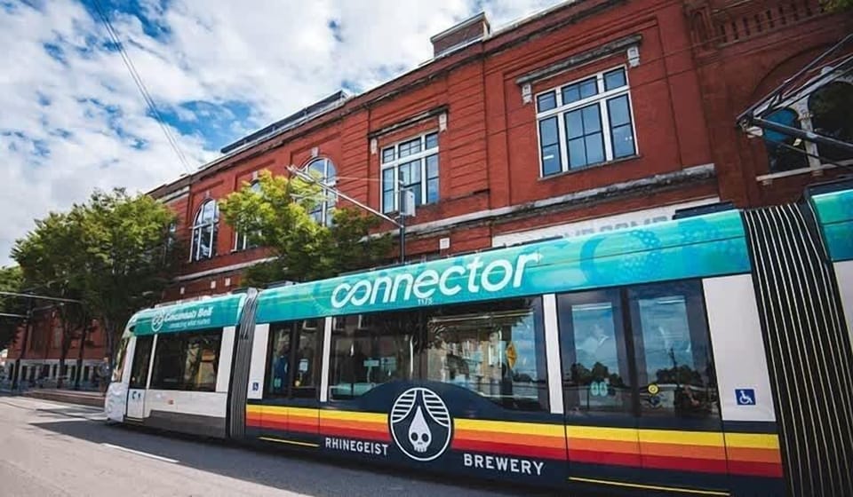 The Cincinnati Streetcar runs right by the building—easy access to OTR and downtown