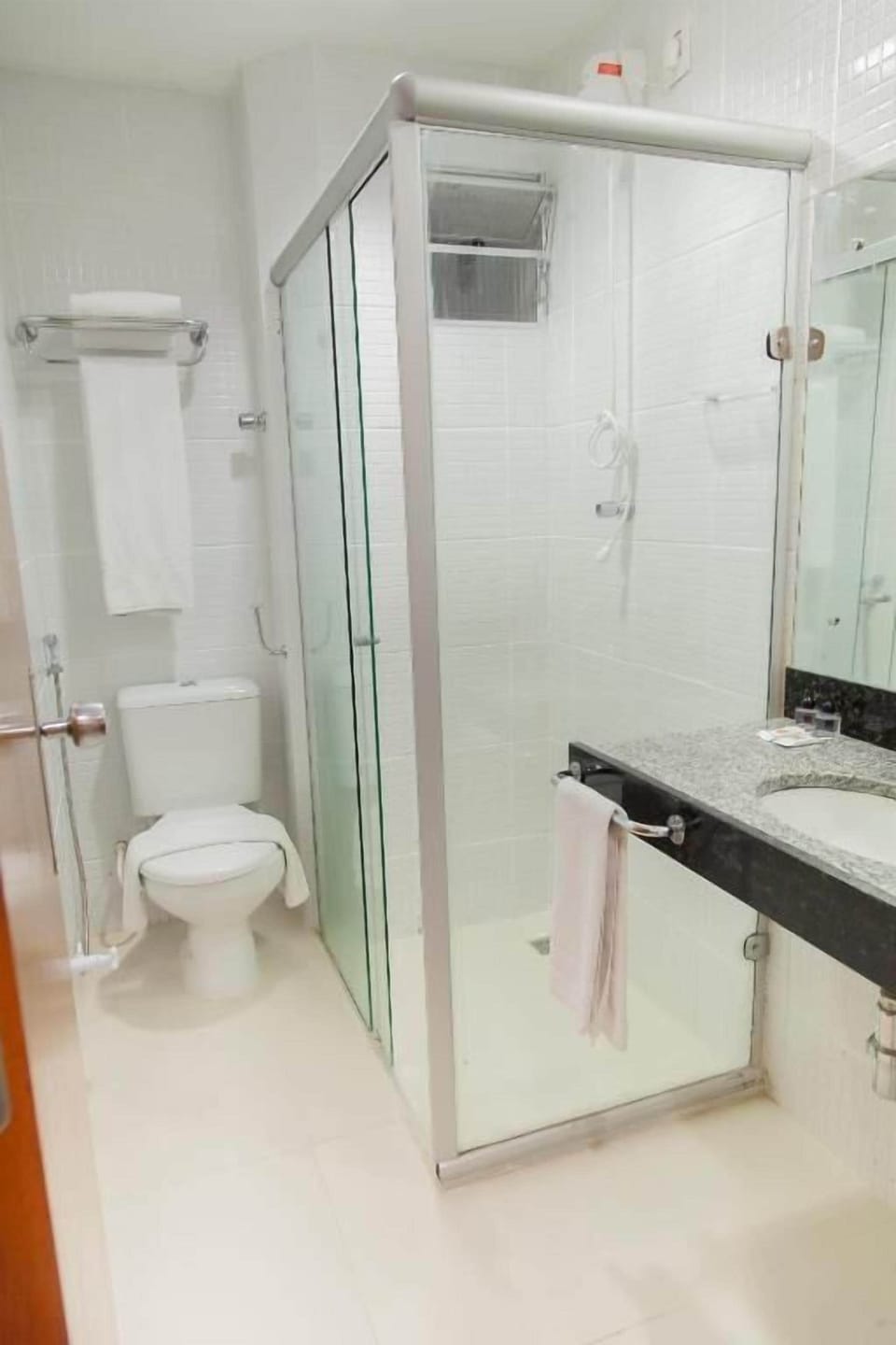 Shower, towels, soap, shampoo