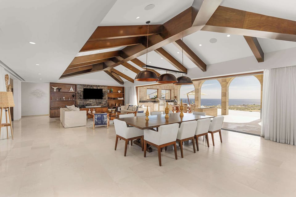 Elegant dining area made for group gatherings during your Cabo stay.