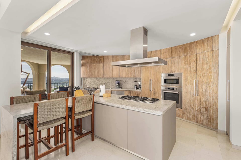 Fully equipped gourmet kitchen in this luxury Cabo vacation rental.